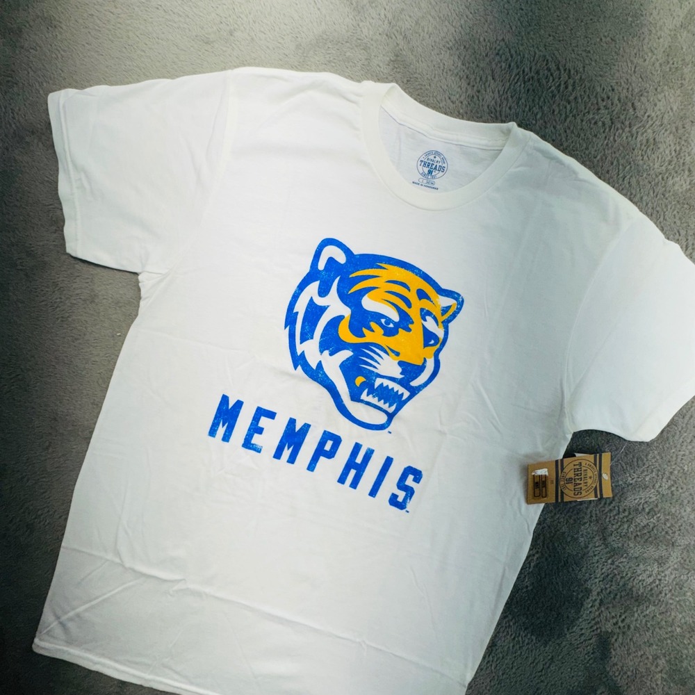 Rivalry Threads Memphis Tigers Graphic T Shirt Mens‎ Large White Blue Orange